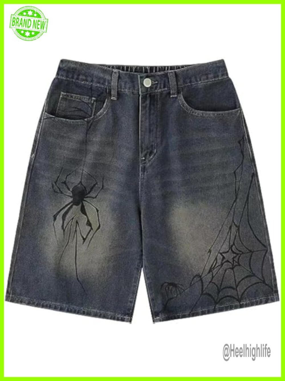 Baggy Vintage Acid Wash Jean Shorts Wide Leg Y2K Grunge Streetwear